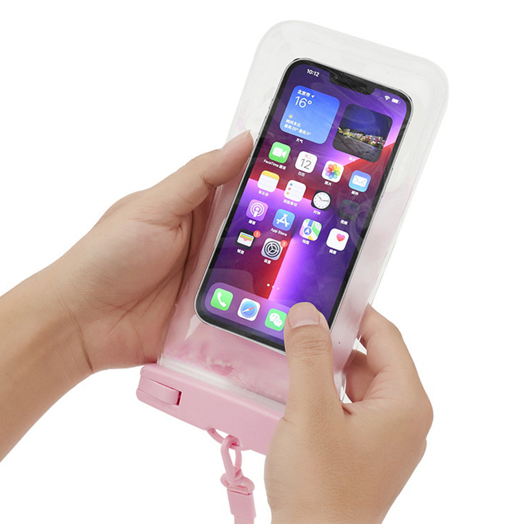 IPX8 Waterproof Case for 7.2-inch Phone Luminous Glitter Touch Screen Underwater Phone Cover - Pink