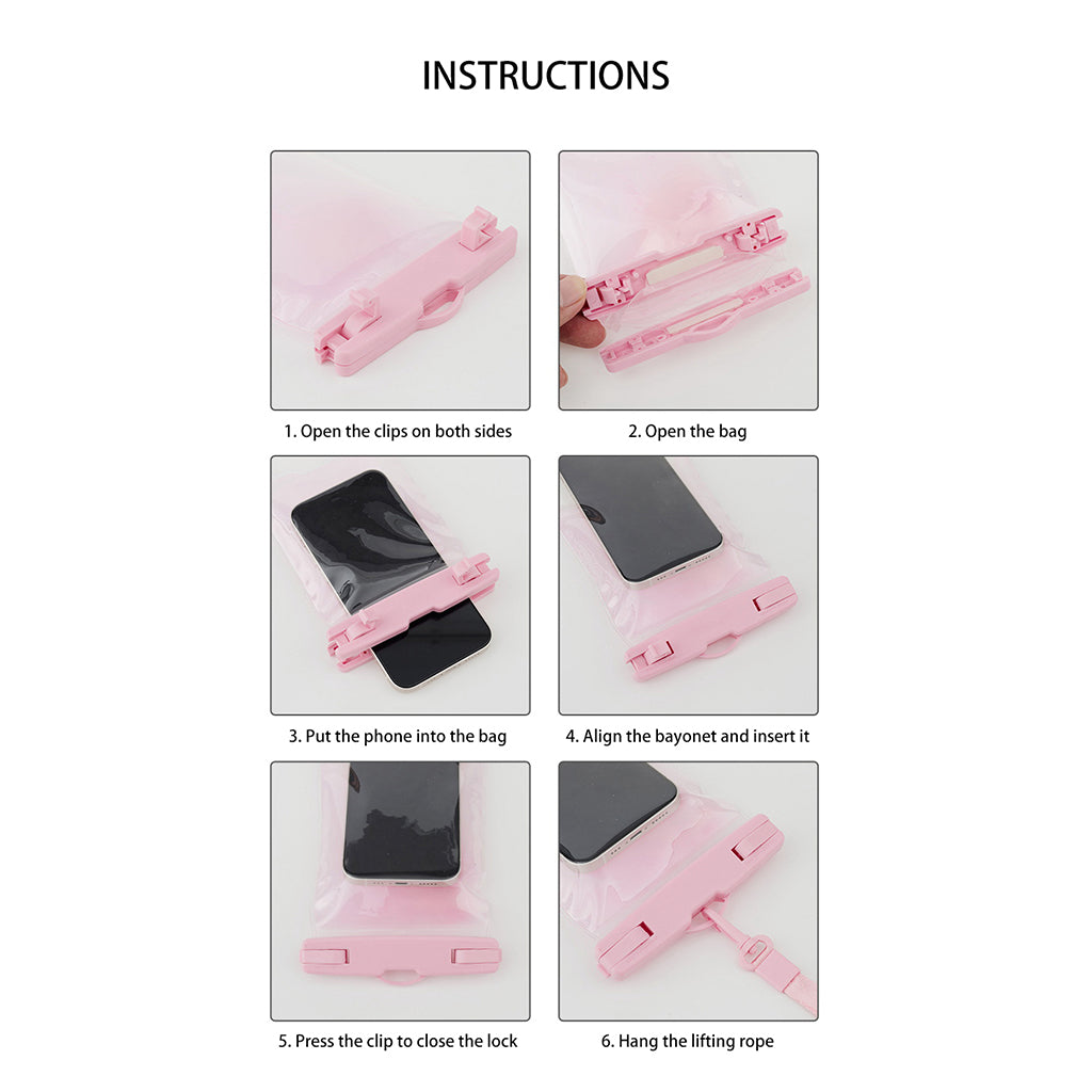 IPX8 Waterproof Case for 7.2-inch Phone Luminous Glitter Touch Screen Underwater Phone Cover - Pink