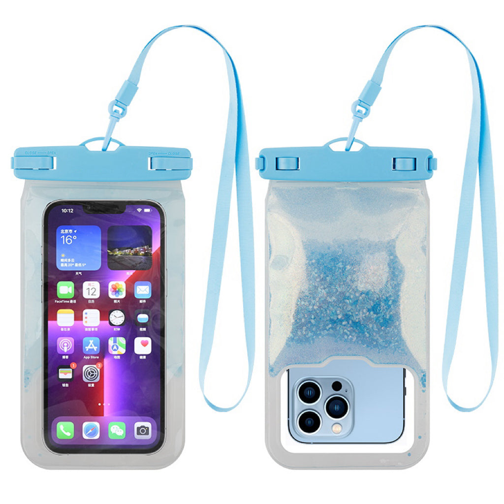 IPX8 Waterproof Case for 7.2-inch Phone Luminous Glitter Touch Screen Underwater Phone Cover - Pink