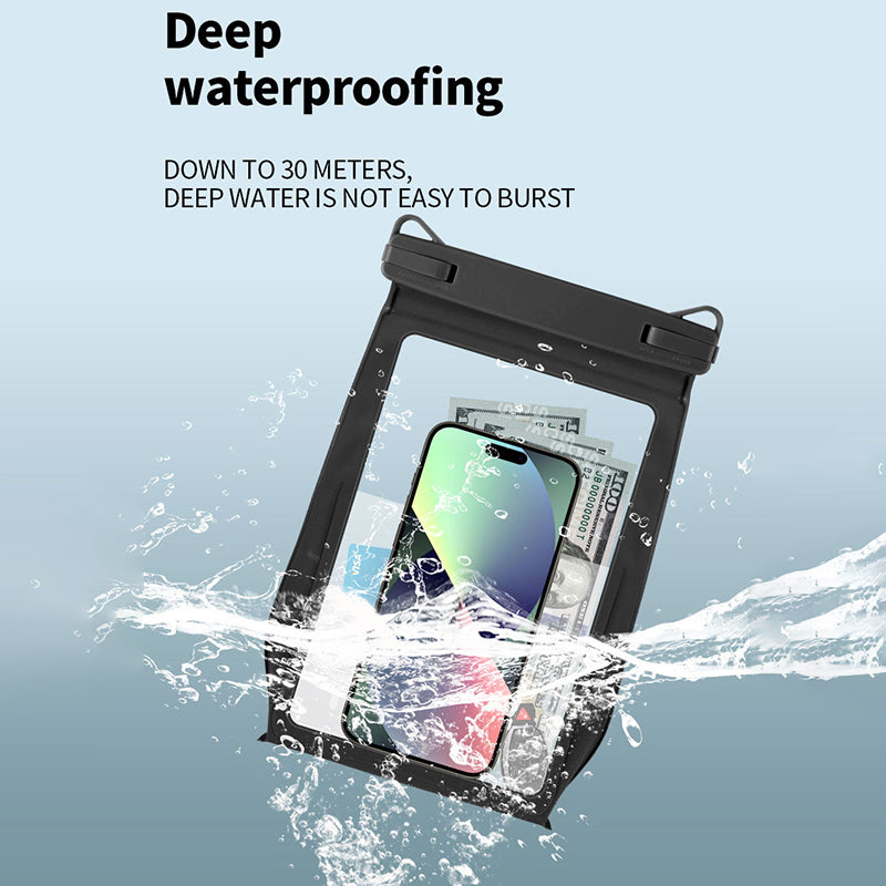 Extra Large Waterproof Phone Dry Bag for 8.2-inch Phone IPX8 Underwater Phone Protector with Lanyard - Black