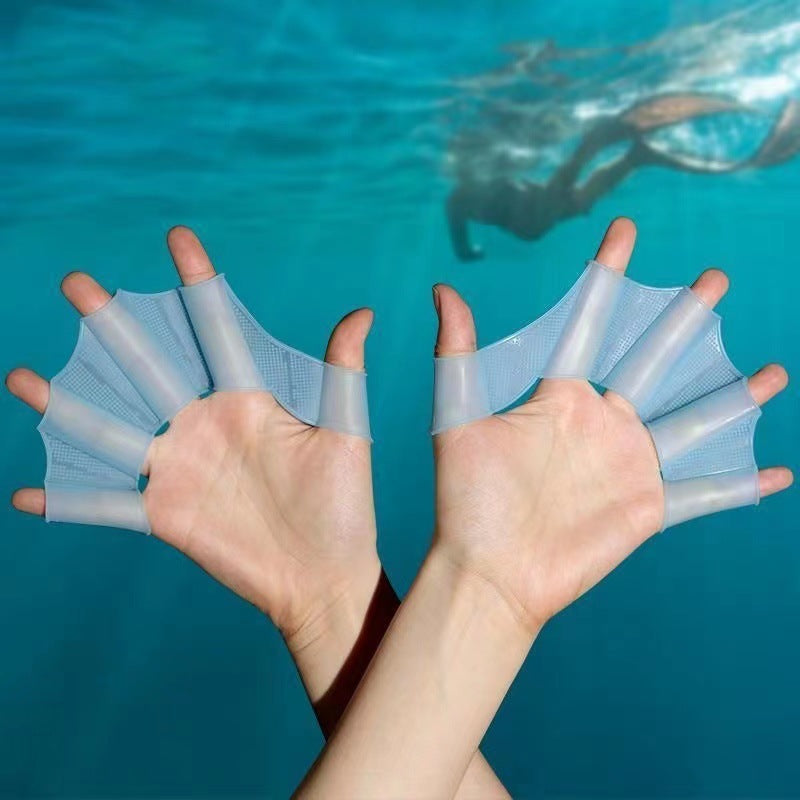 1 Pair Webbed Swimming Gloves Silicone Hand Paddles Fitness Water Resistant Training Gloves