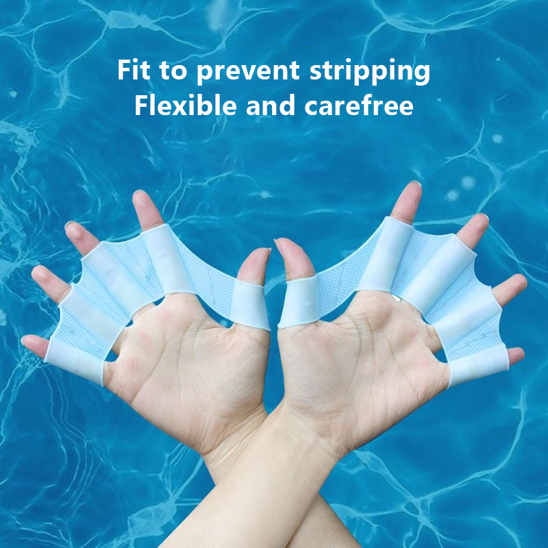 1 Pair Webbed Swimming Gloves Silicone Hand Paddles Fitness Water Resistant Training Gloves