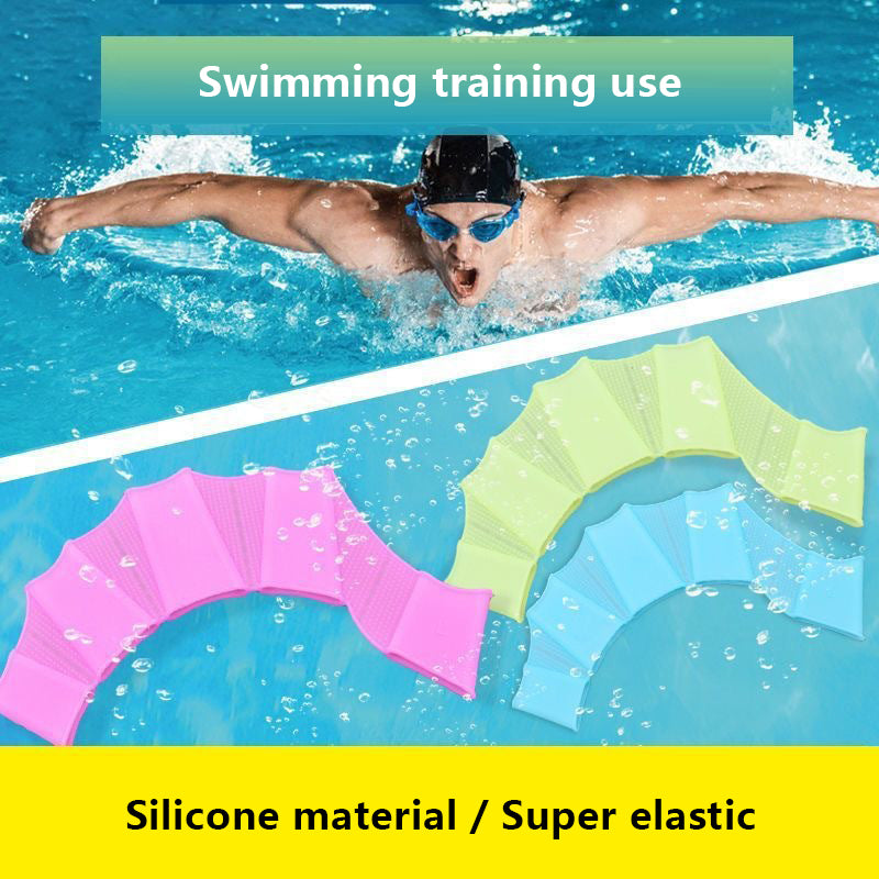 1 Pair Webbed Swimming Gloves Silicone Hand Paddles Fitness Water Resistant Training Gloves