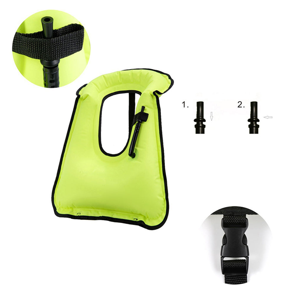 JLY-F001 Inflatable PVC Snorkel Vest Adults Swimming Vest Jacket for Surfing, Diving