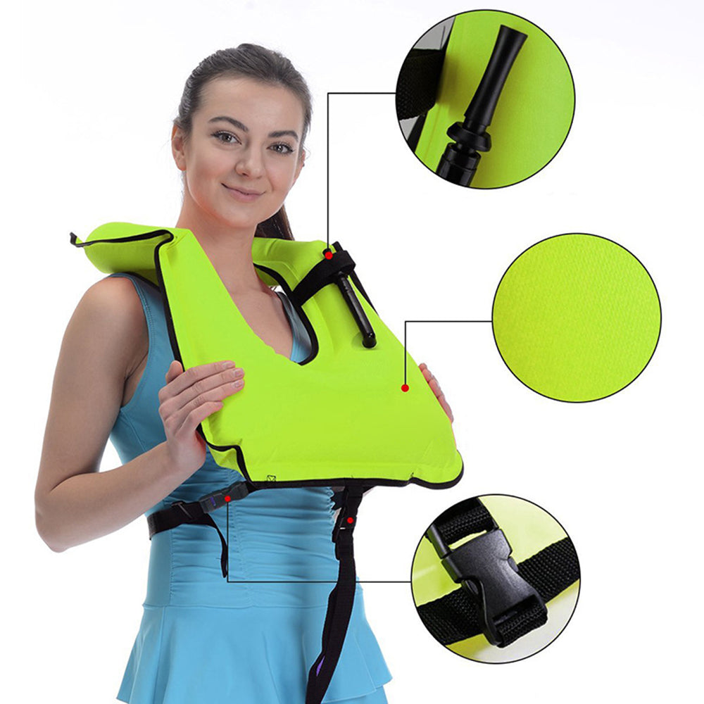 JLY-F001 Inflatable PVC Snorkel Vest Adults Swimming Vest Jacket for Surfing, Diving