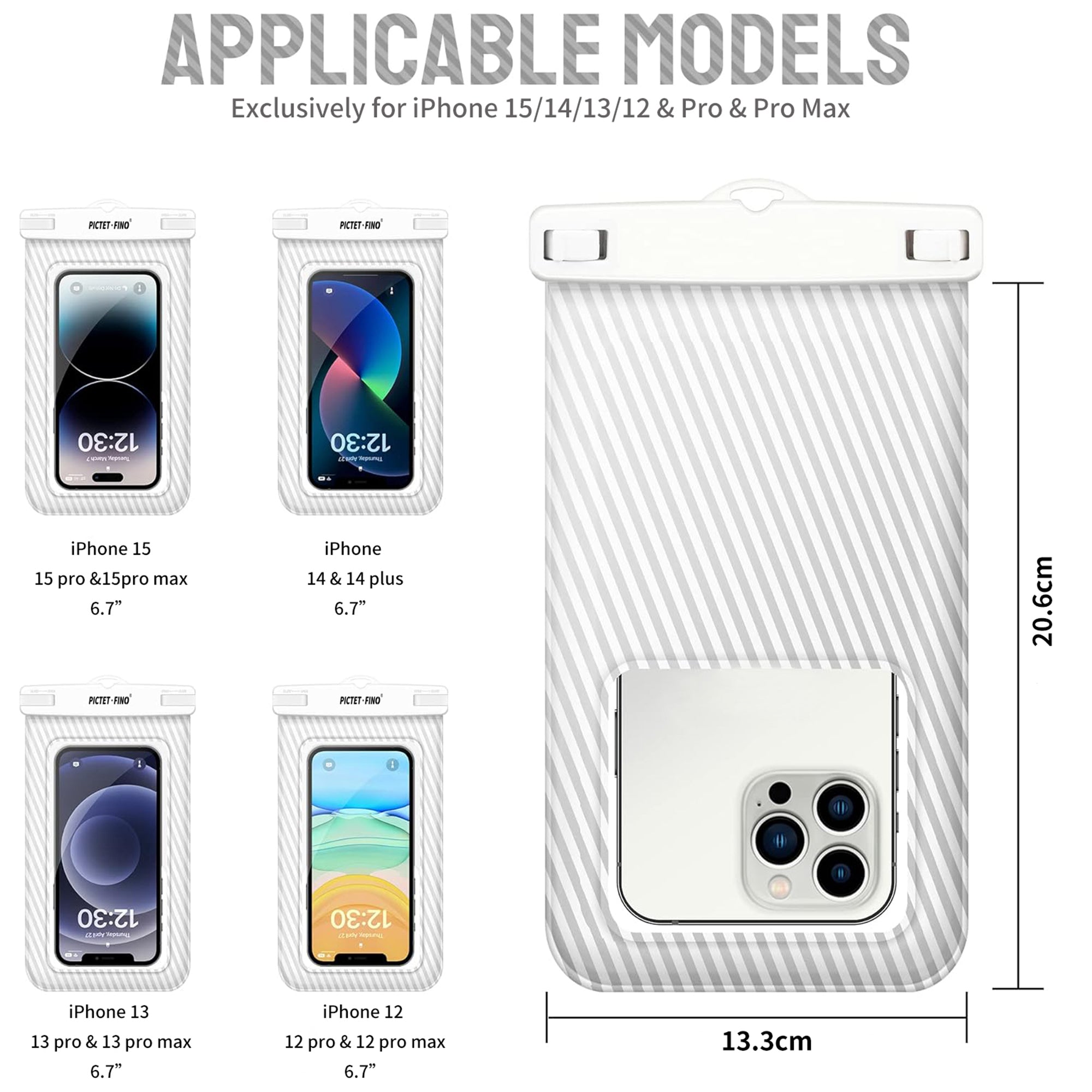 PICTET.FINO RH17 Waterproof Dry Bag for 8.2-inch Phone Floating Sponge Design IPX8 Phone Pouch - Grey