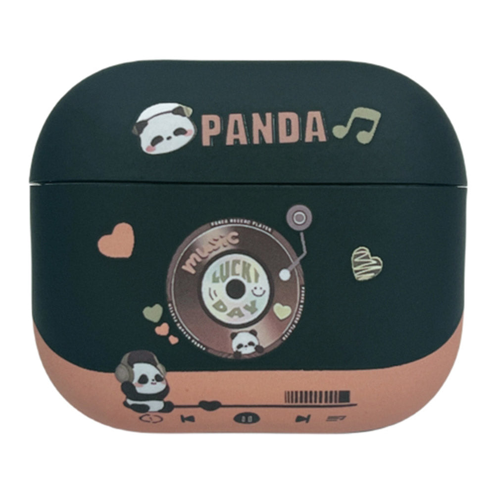 For AirPods Pro 3 Earphone Shell TPU Cover Music Panda Earphone Case Matte Protective Cover - Black