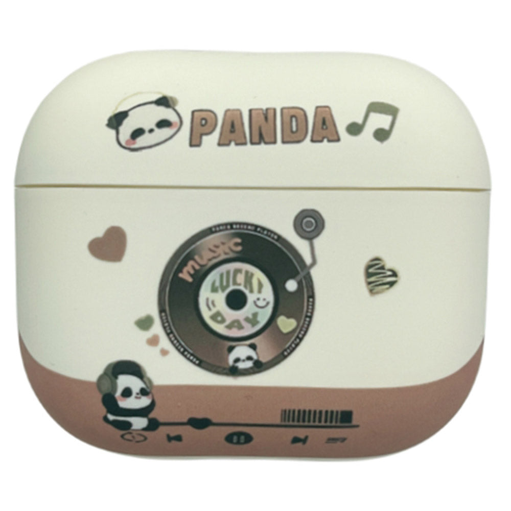 For Apple AirPods Pro Earphone Protector TPU Earphone Case Lovely Panda Earphone Shell - Black