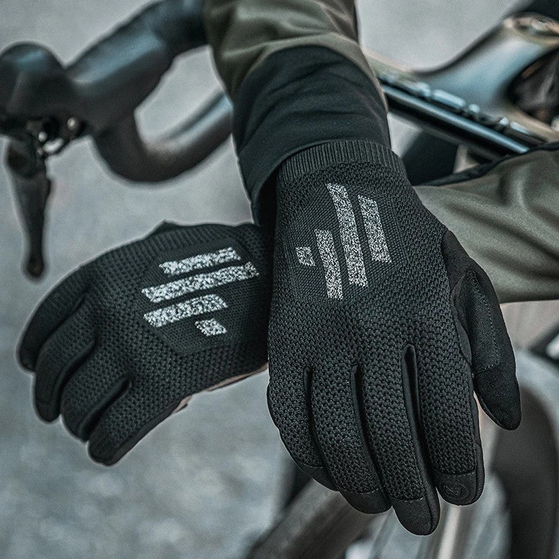 ROCKBROS S338 Men Cycling Gloves Road Bike Touch Screen Full Finger Knitted Mittens