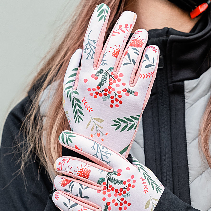 ROCKBROS S340 1 Pair Outdoor Cycling Women Gloves Anti-skid Touch Screen Full Finger Gloves