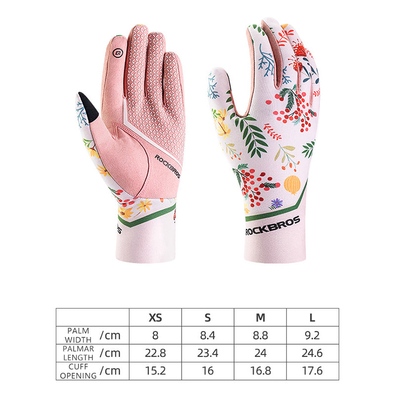 ROCKBROS S340 1 Pair Outdoor Cycling Women Gloves Anti-skid Touch Screen Full Finger Gloves