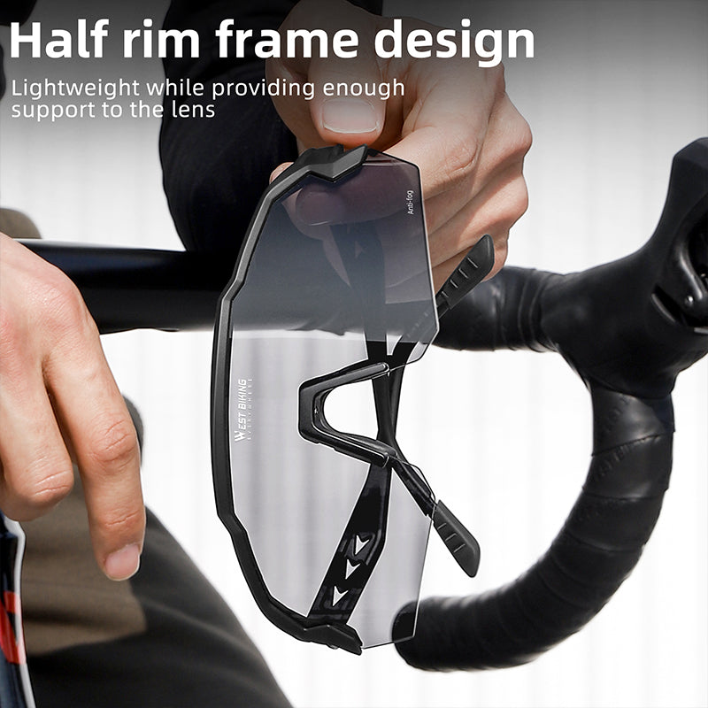 WEST BIKING YP0703164 TR90 Frame Anti-fog Cycling Glasses UV400 Photochromic Sunglasses