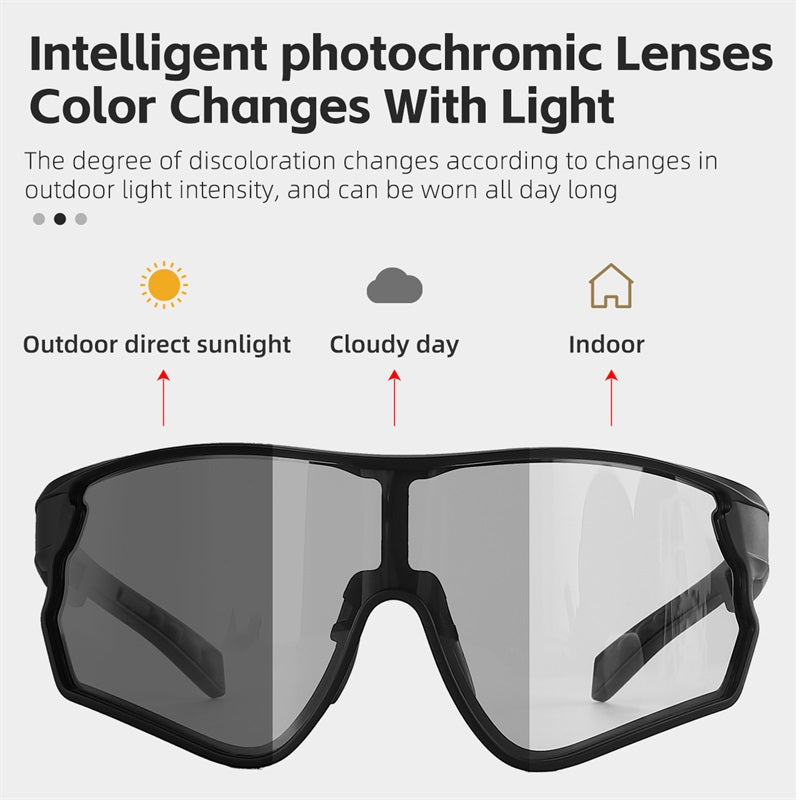 WEST BIKING YP0703161 Photochromic Cycling Sunglasses MTB Road Bike Windproof TR90 Frame Goggles