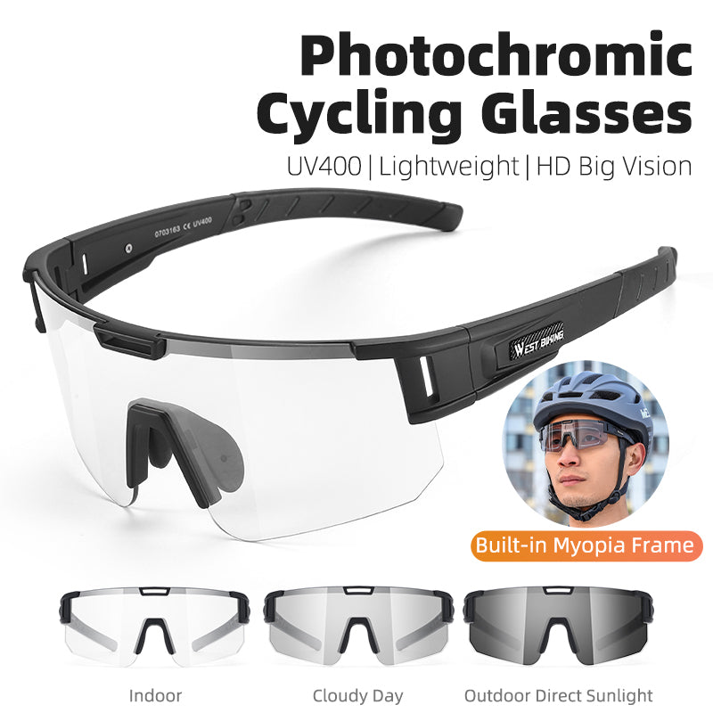 WEST BIKING YP0703162 Photochromic Cycling Sunglasses Unisex Outdoor Windproof Goggles