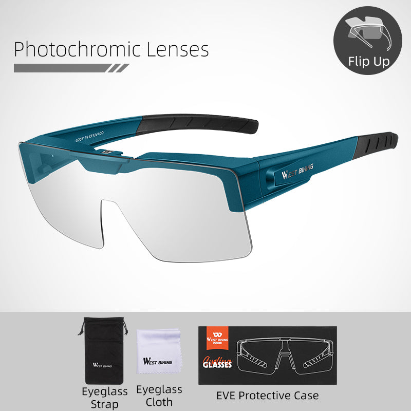 WEST BIKING YP0703158 Clear Photochromic Glasses Cycling Goggles Sunglasses