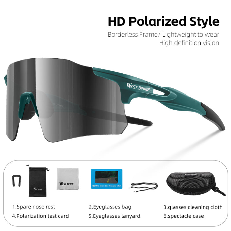 WEST BIKING YP0703155 Frameless Cycling Glasses Lightweight Polarized Sunglasses