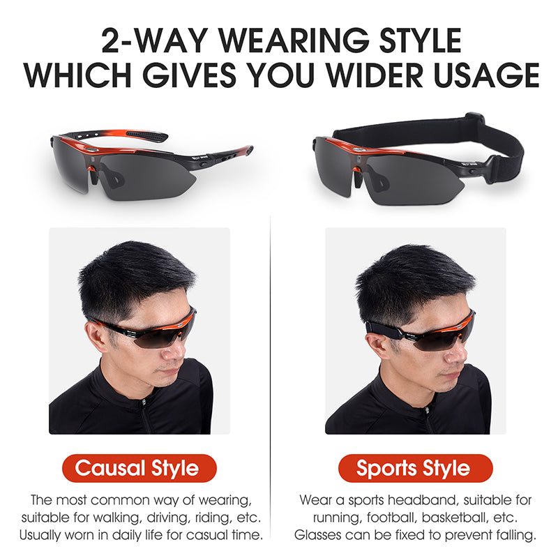 WEST BIKING YP0703142 Polarized Sports Sunglasses Cycling Mountain Bike Sunglasses with 5 Lens