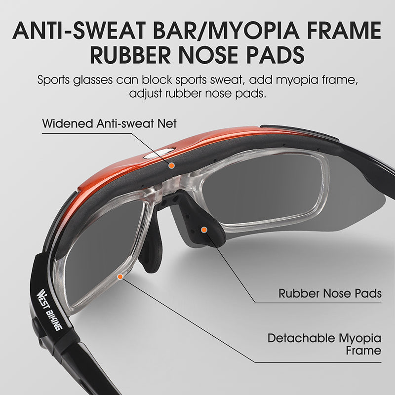 WEST BIKING YP0703142 Polarized Sports Sunglasses Cycling Mountain Bike Sunglasses with 5 Lens