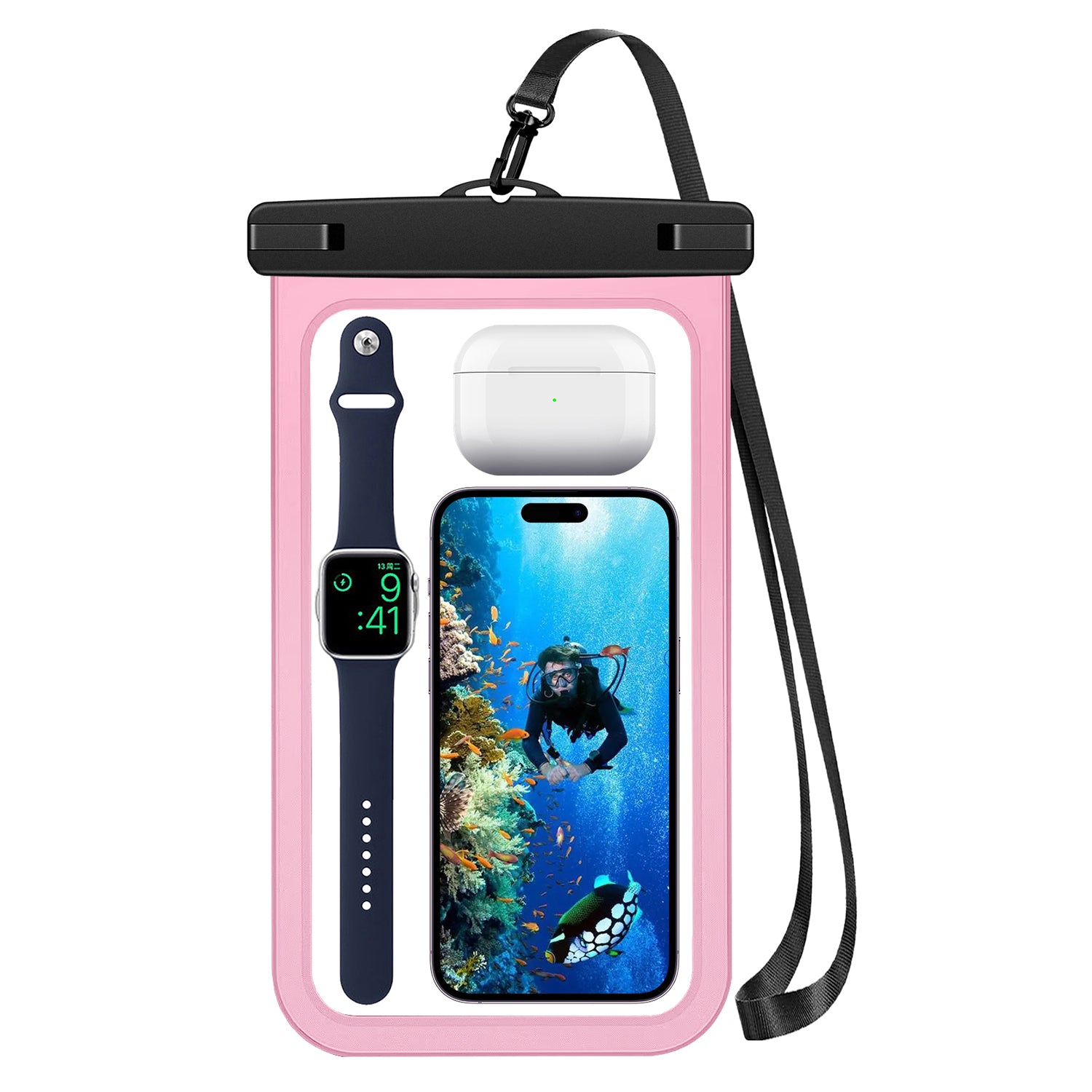 PICTET.FINO RH19 XL 10-inch Phone IPX8 Waterproof Bag Watch Headphone Pouch - Dark Blue