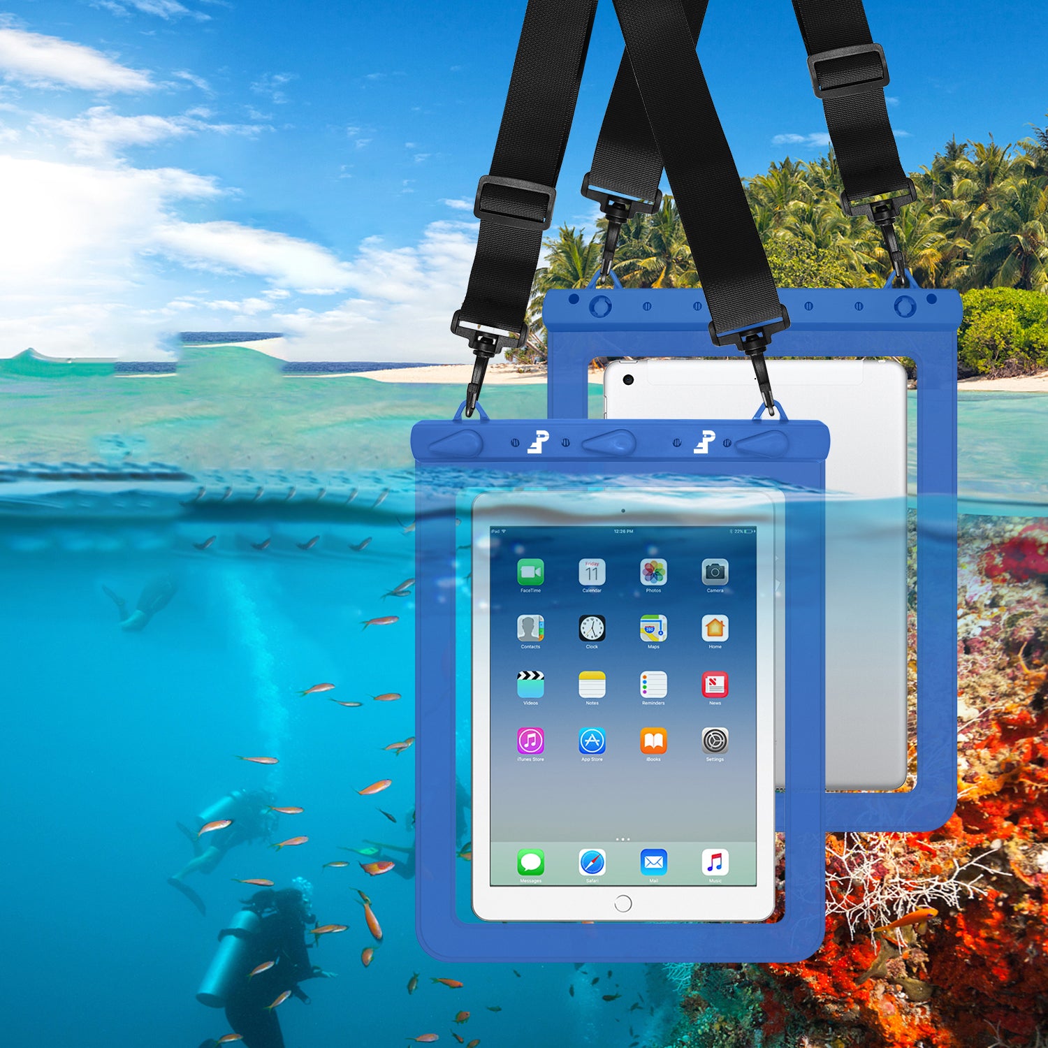 PICTET.FINO RH02 IPX8 Waterproof Bag for 13-inch Tablet Touch Screen 30m Underwater Pouch - Blue
