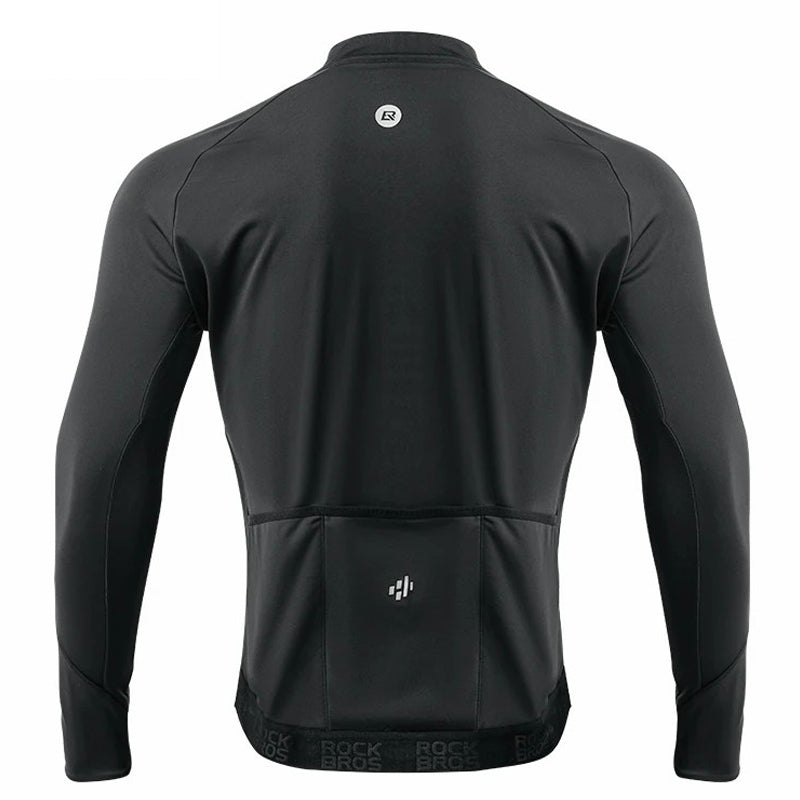ROCKBROS YPW057 Men's Cycling Jersey Winter Thermal Long Sleeve Fleece Cycling Jacket with 5 Pockets