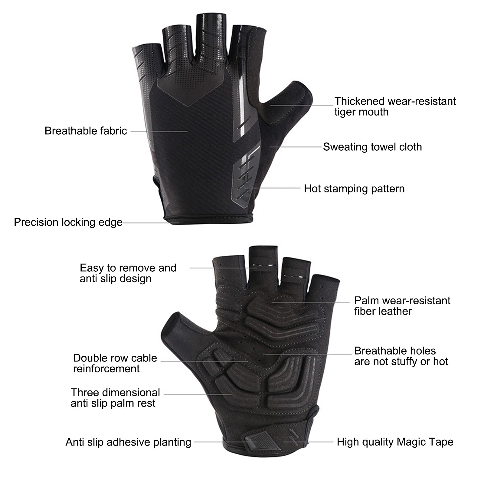 S191 1 Pair Anti-skid Cycling Gloves Unisex Breathable Half Finger Gloves