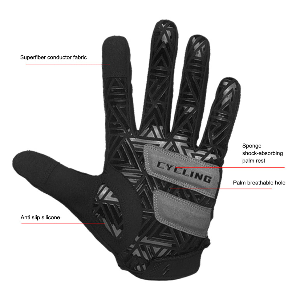 CYCLING Anti-slip Mittens Shock Absorbing Full Finger Touch Screen Cycling Gloves