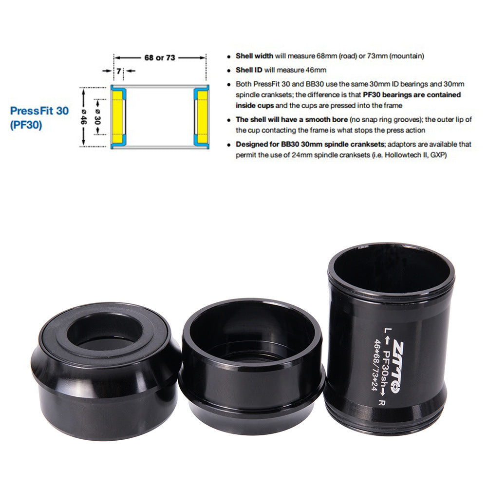 ZTTO PF30SH MTB Road Bike Press Fit Crankset Bottom Bracket (Outer Diameter: 46mm, Inner Diameter: 24mm)