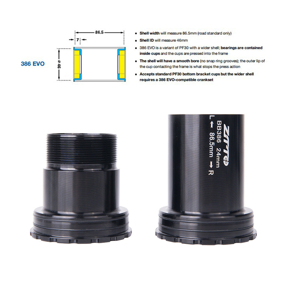 ZTTO BB386 Aluminum Alloy + Ceramic Bicycle Bottom Bracket (Outer Diameter: 46mm, Inner Diameter: 24mm)