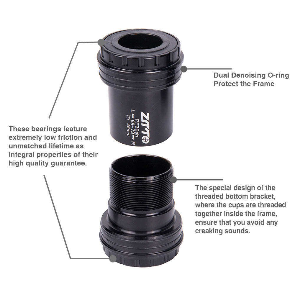 ZTTO PF30 Thread Bike Bottom Bracket Screw-in Locking for 22 / 24mm Crankset 46mm Frame Shell