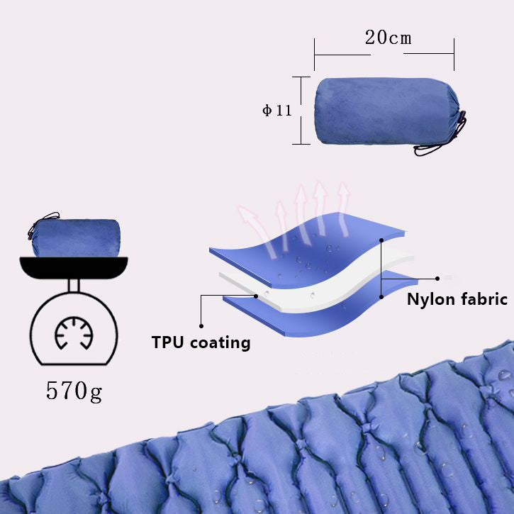 GM-AM20 Camping Mat Inflatable Sleeping Mat Nylon+TPU Sleeping Pad
