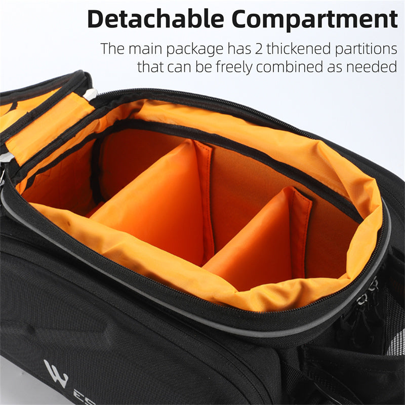 WEST BIKING YP0707354 Polyester+PVC Bicycle Rear Rack Storage Bag Reflective Bike Tail Pack