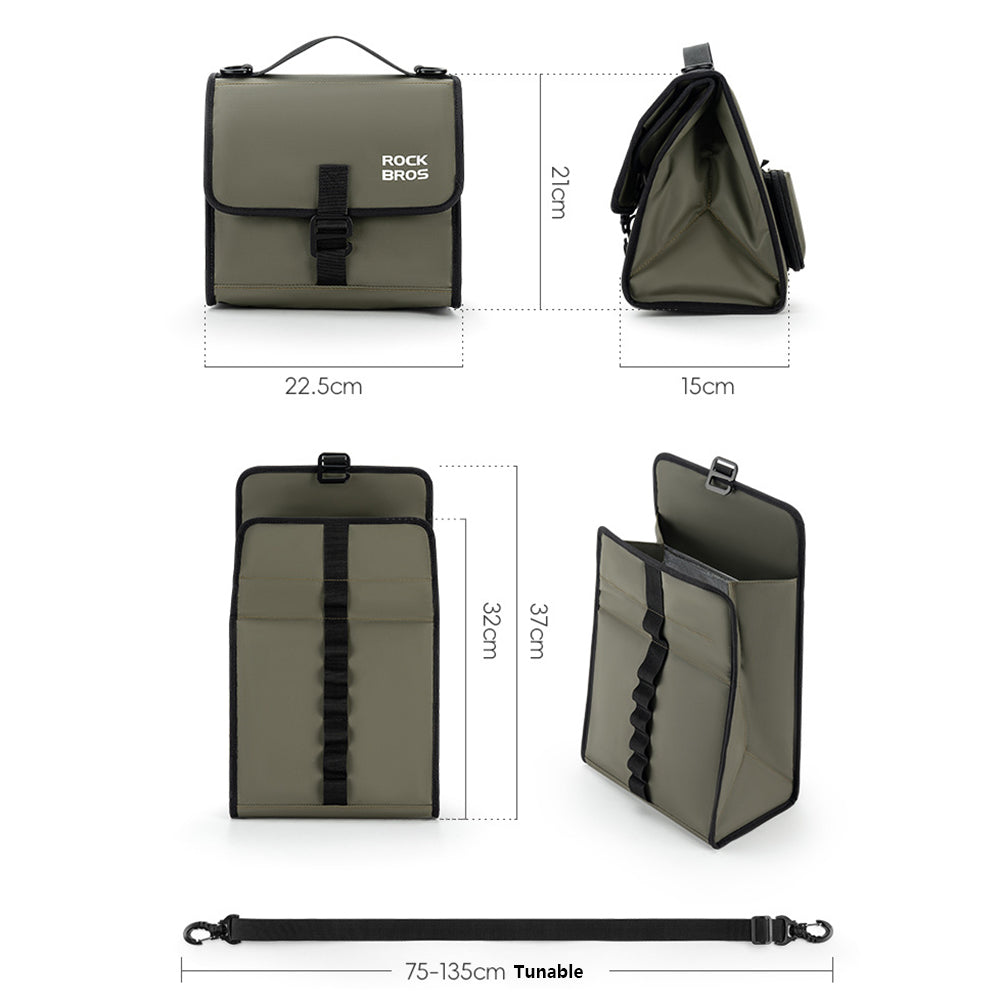 ROCKBROS W010 For Brompton Bicycle Front Bag Aluminum Film Lining Food Storage Bag