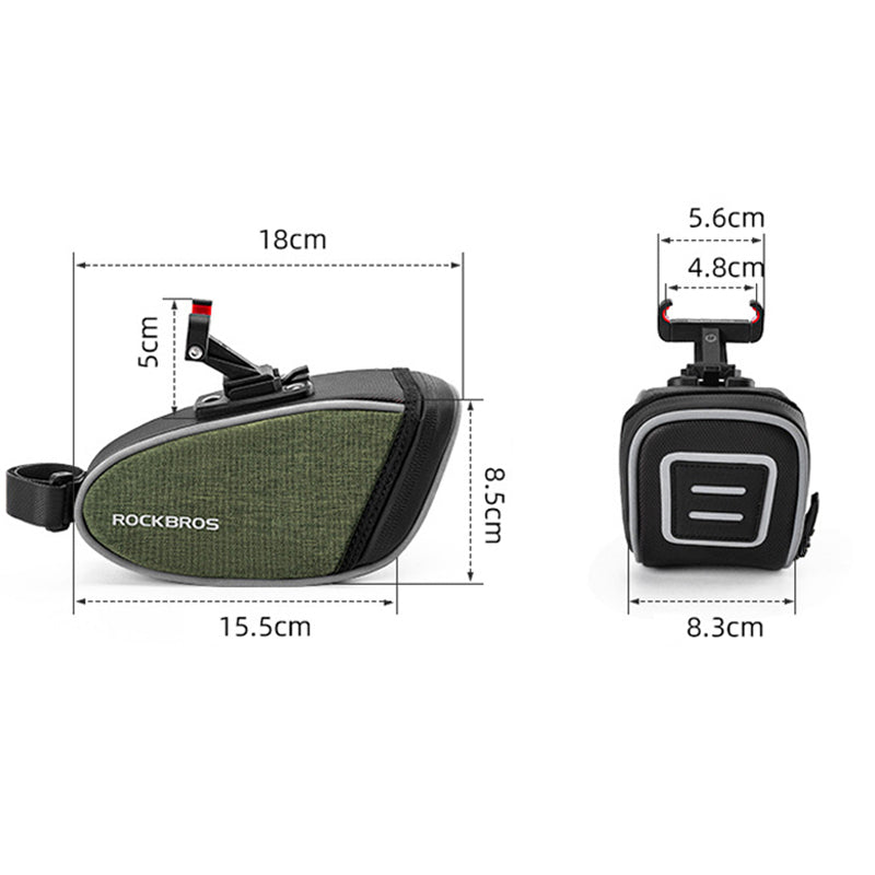 ROCKBROS C52-1 0.45L Bike Seatpost Rear Storage Pouch Bicycle Saddle Bag, Bracket Type