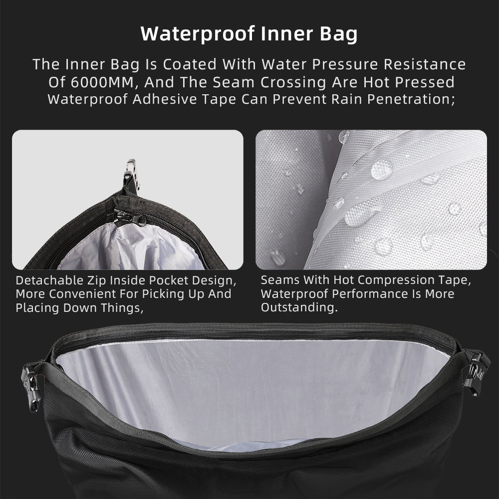 RHINOWALK MTR2050 25L-50L Quick Released Motorcycle Side Bag Waterproof Polyester Motorbike Pack