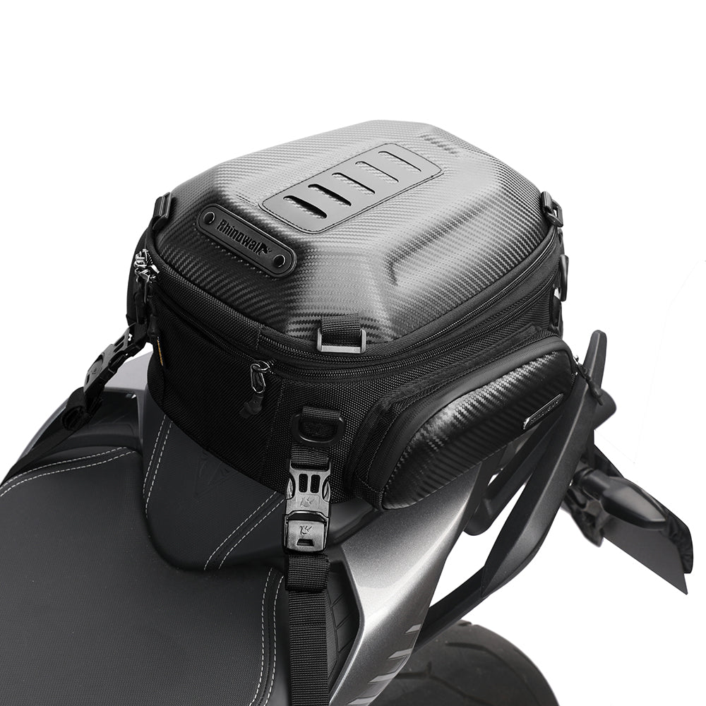 RHINOWALK MTR4001 Expandable Motorcycle Hard Shell Tail Bag Motocross Trunk Tail Bag