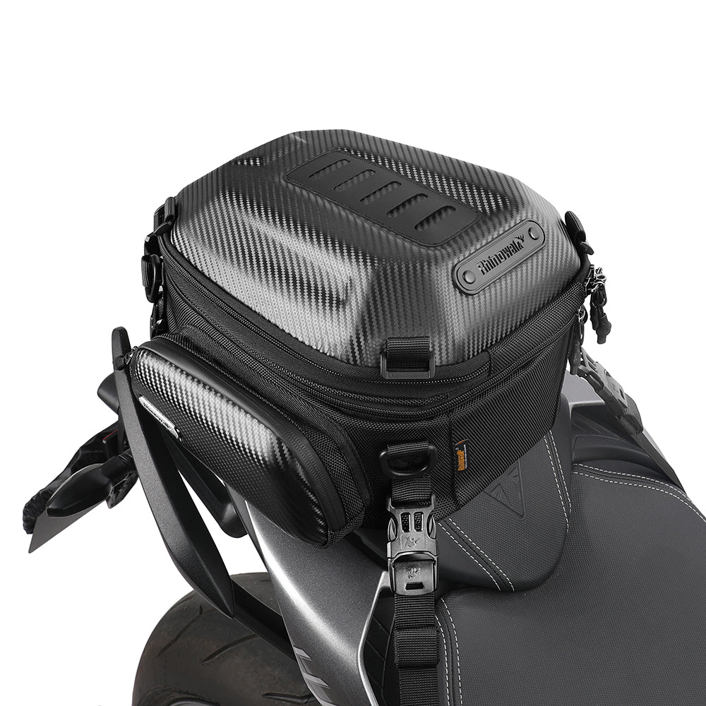 RHINOWALK MTR4001 Expandable Motorcycle Hard Shell Tail Bag Motocross Trunk Tail Bag