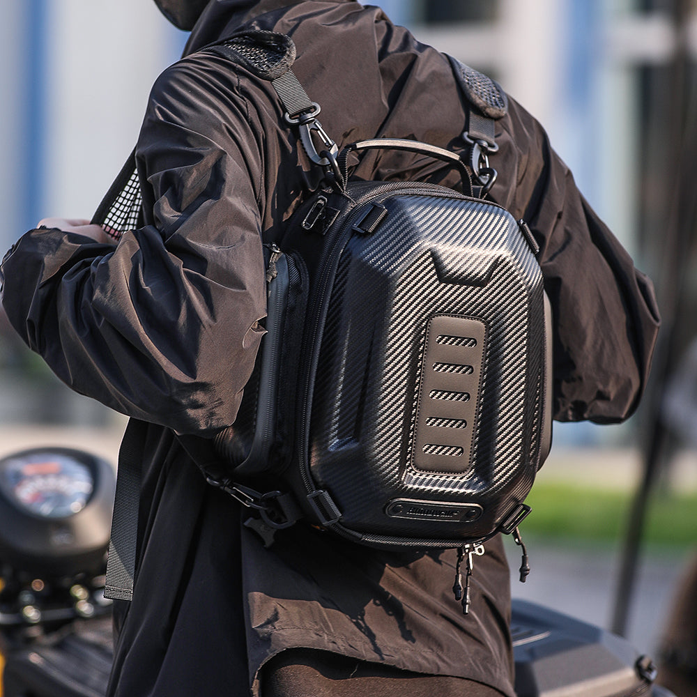 RHINOWALK MTR4001 Expandable Motorcycle Hard Shell Tail Bag Motocross Trunk Tail Bag