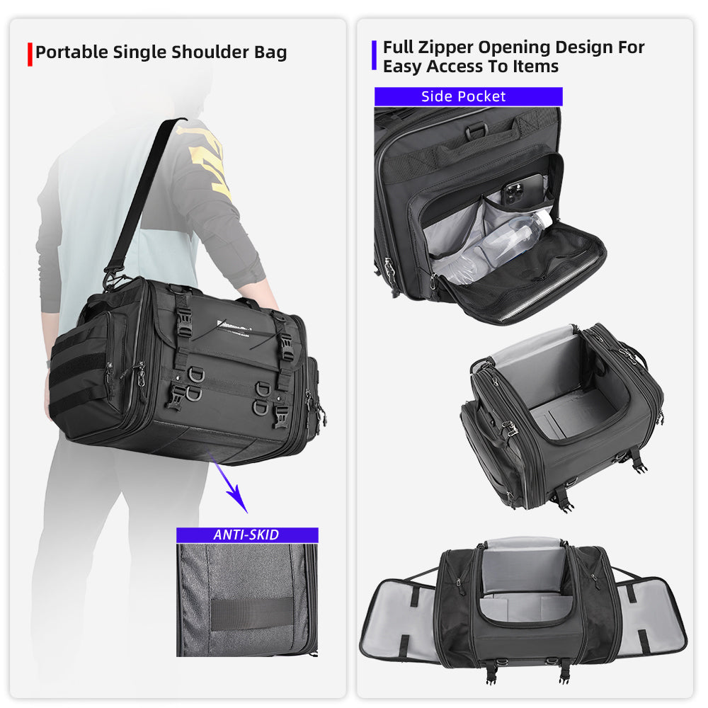 RHINOWALK MTR4045 45L 1680D Polyester Motorcycle Rear Storage Bag Motorbike Rack Pannier Pack