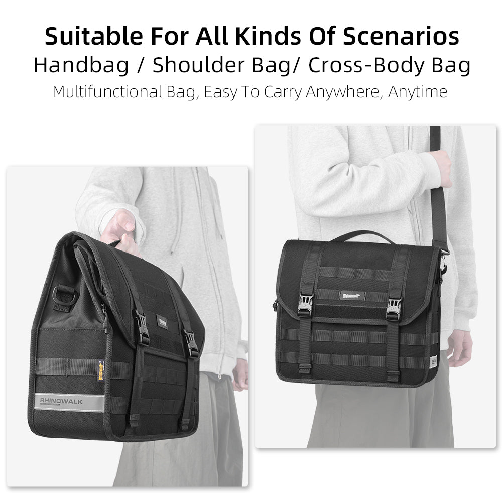 RHINOWALK RK9200 Bike Basket Front Bag With Strap 15L Polyester Cycling Storage Bag with Base