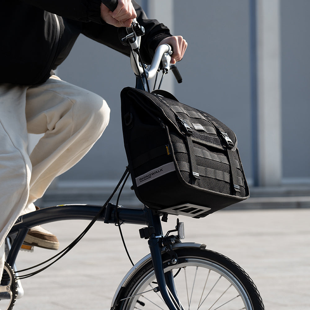 RHINOWALK RK9200 Bike Basket Front Bag With Strap 15L Polyester Cycling Storage Bag with Base