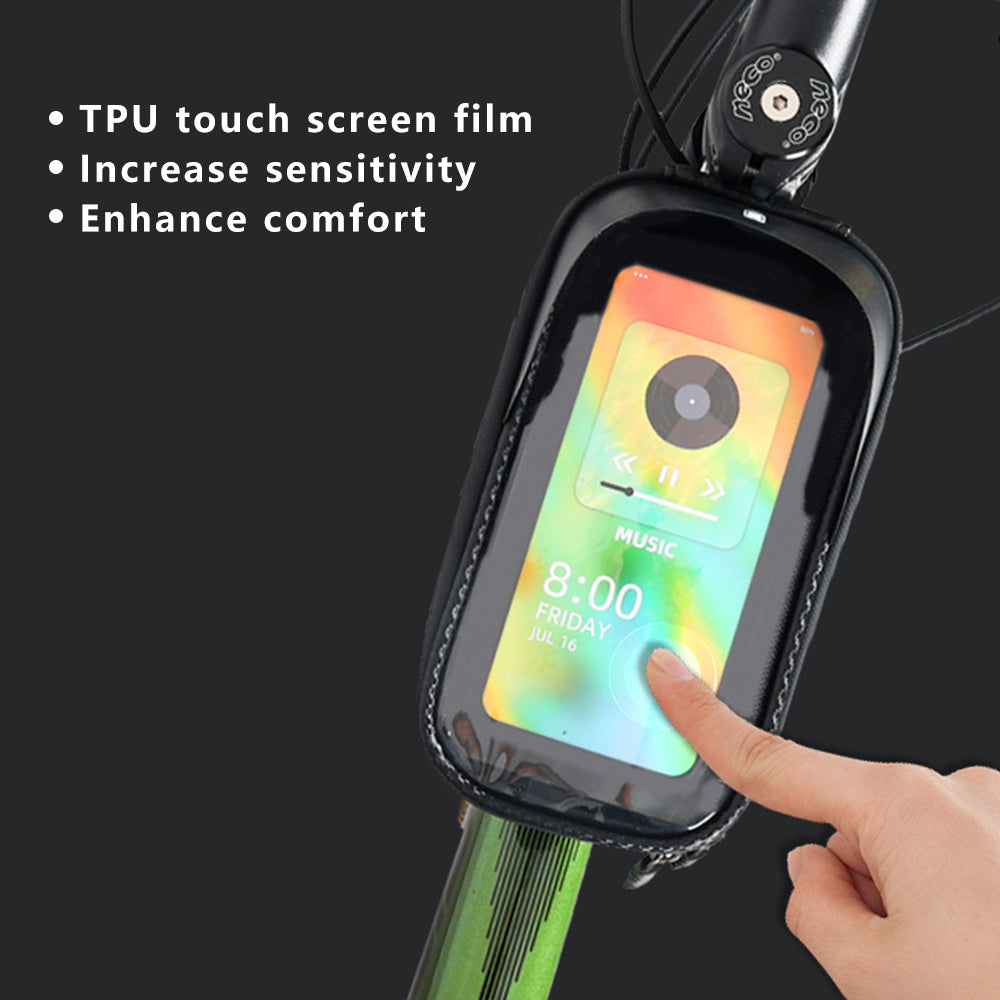 RZAHUAHU YA347-3 PU Bike Frame Bag TPU Touch Screen Cell Phone Holder Bicycle Top Tube Pouch