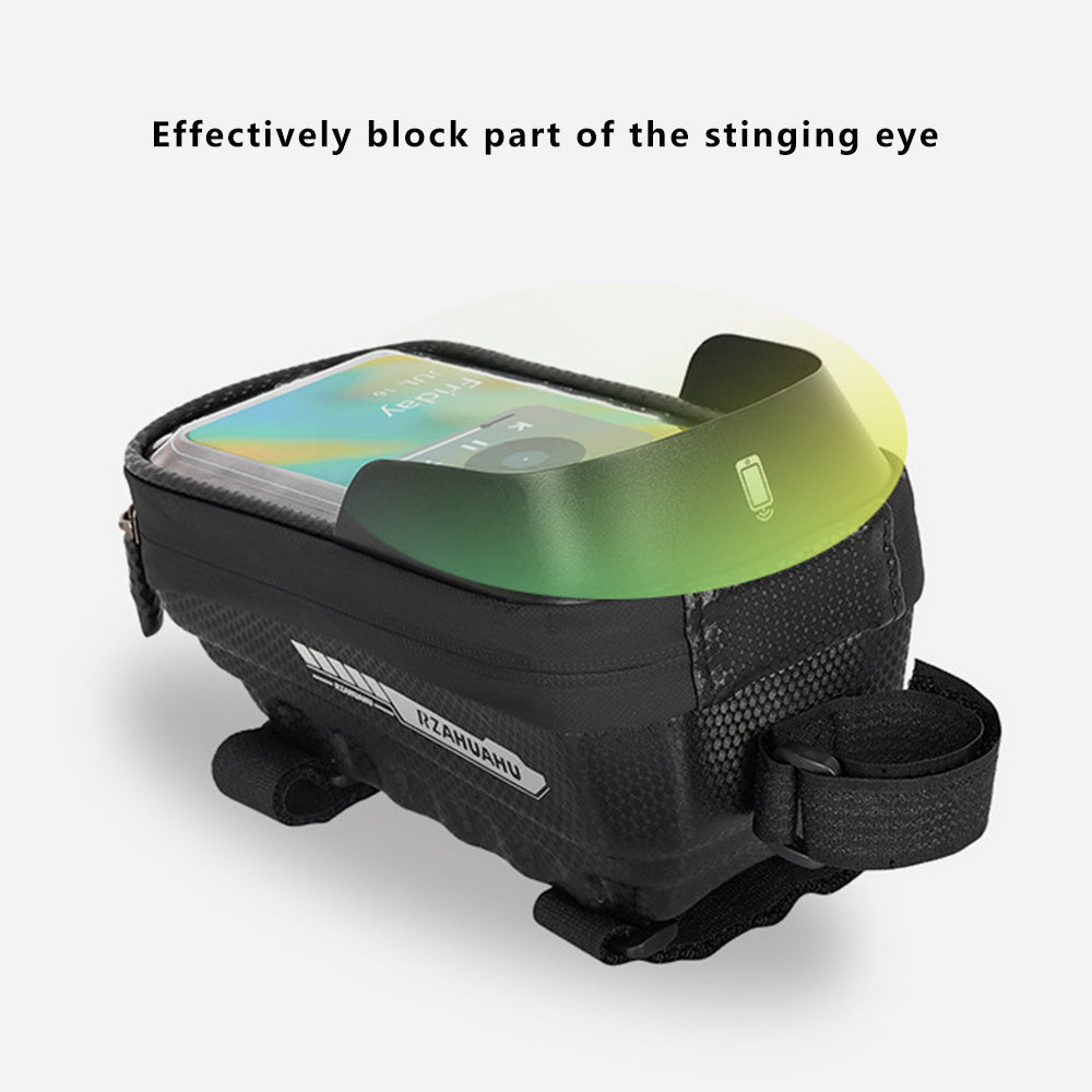RZAHUAHU YA347-3 PU Bike Frame Bag TPU Touch Screen Cell Phone Holder Bicycle Top Tube Pouch