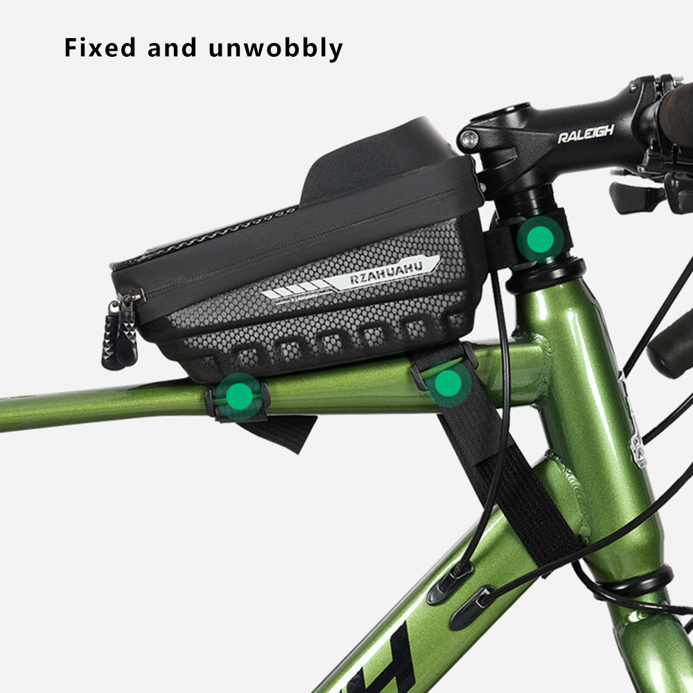 RZAHUAHU YA347-3 PU Bike Frame Bag TPU Touch Screen Cell Phone Holder Bicycle Top Tube Pouch