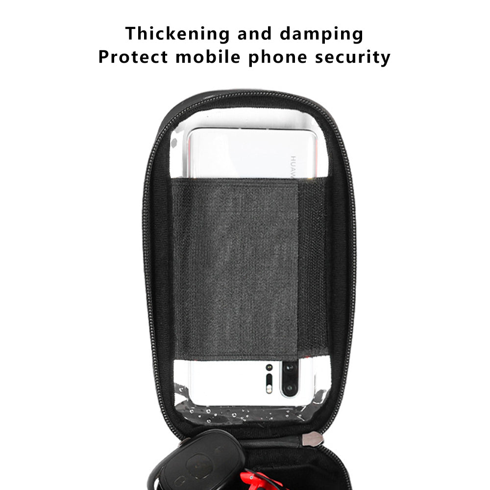 RZAHUAHU YA347-3 PU Bike Frame Bag TPU Touch Screen Cell Phone Holder Bicycle Top Tube Pouch