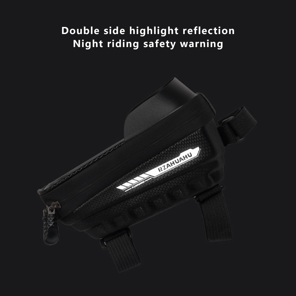 RZAHUAHU YA347-3 PU Bike Frame Bag TPU Touch Screen Cell Phone Holder Bicycle Top Tube Pouch