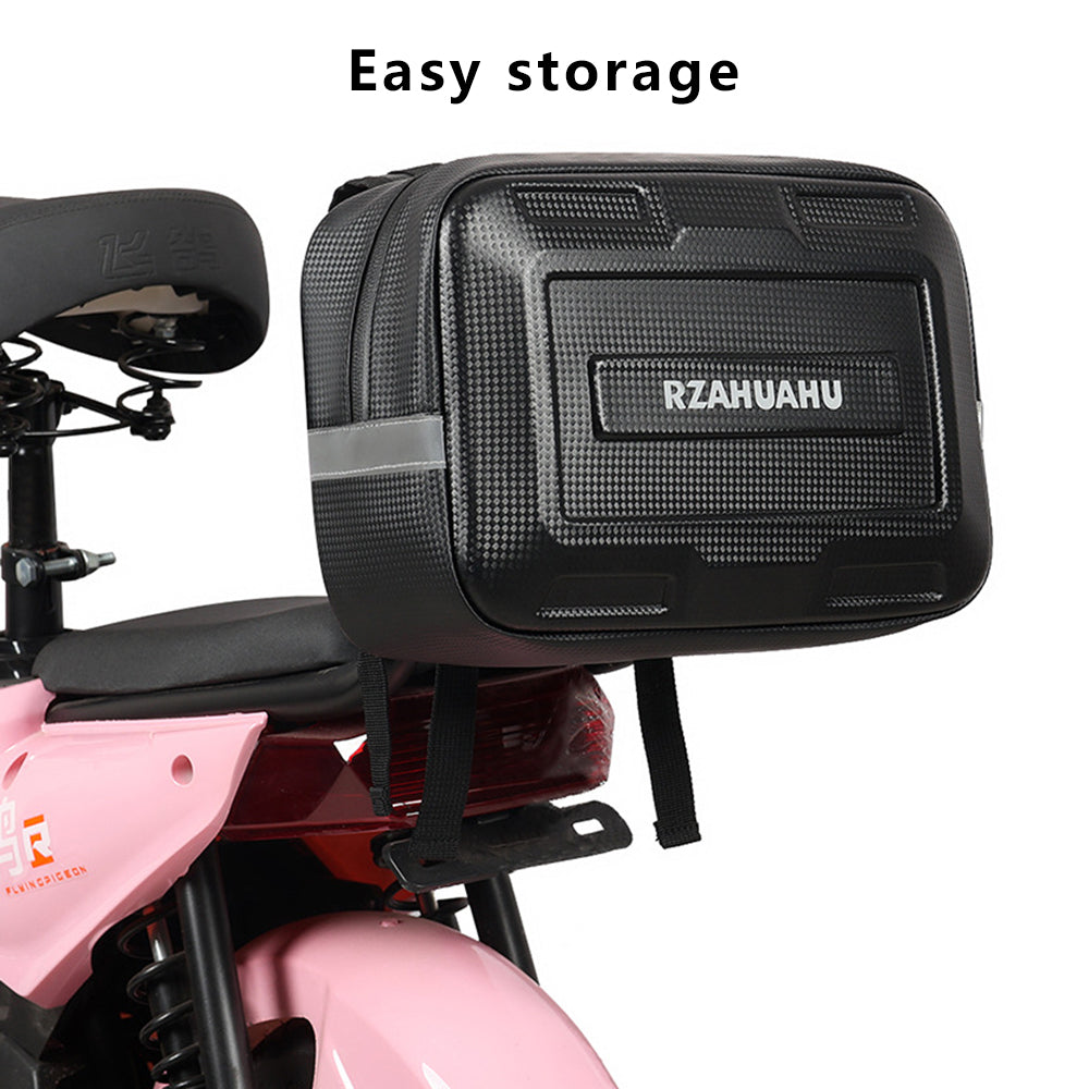RZAHUAHU 9L Electric Bicycle PVC Leather Rear Bag Hard Shell Storage Bag, Size L