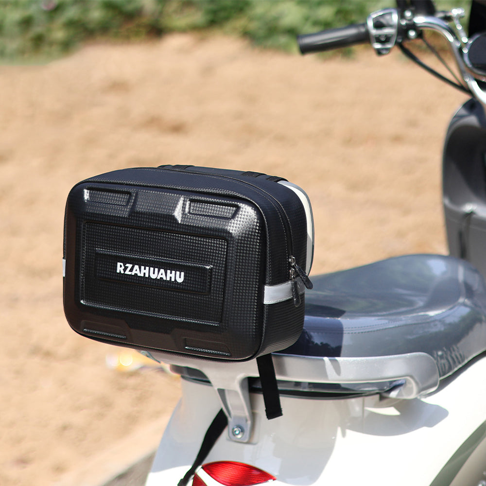 RZAHUAHU 9L Electric Bicycle PVC Leather Rear Bag Hard Shell Storage Bag, Size L