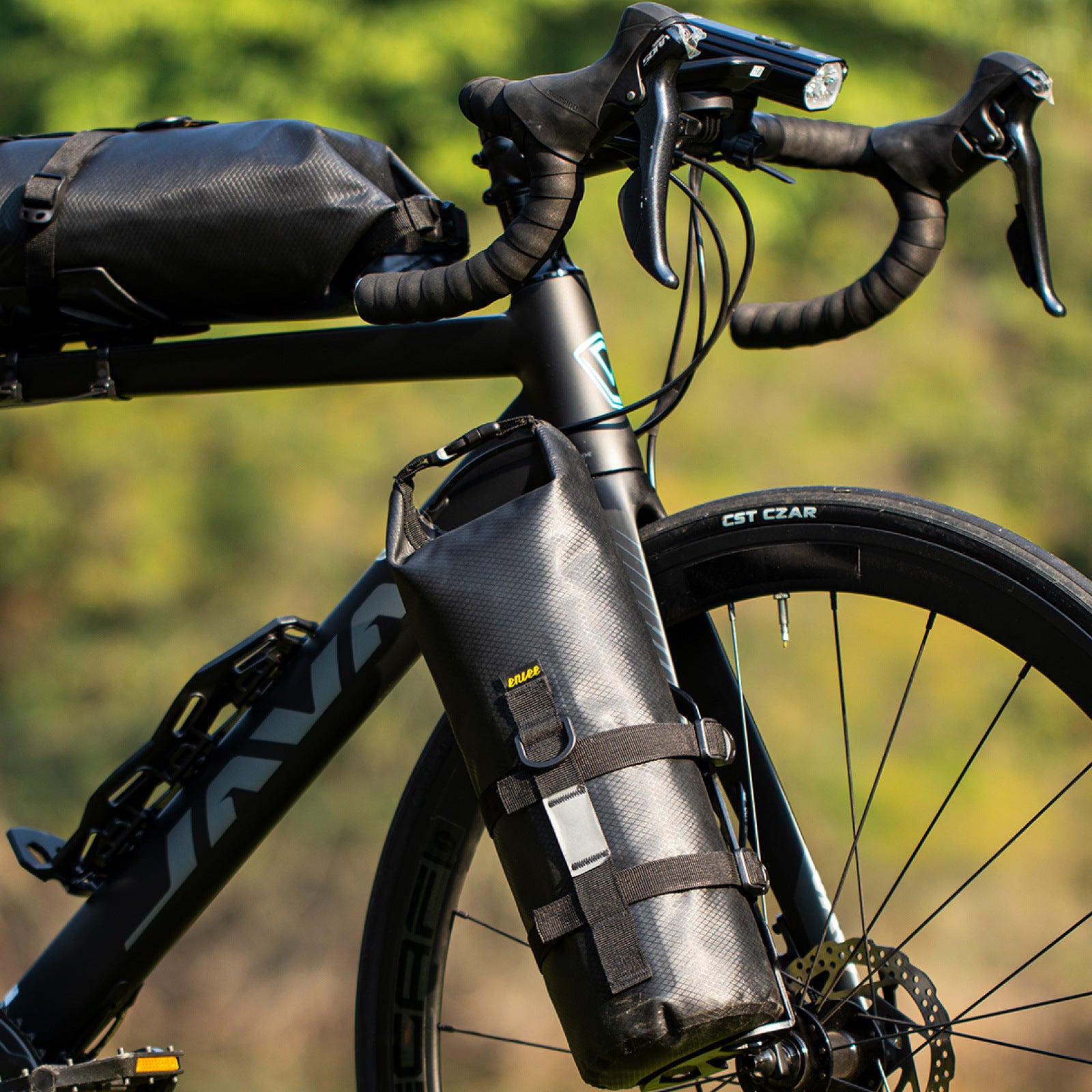 ENLEE 5L Bike Front Frame Bag+Fixed Base Waterproof TPU Composite Cloth Bike Accessories Pouch Storage