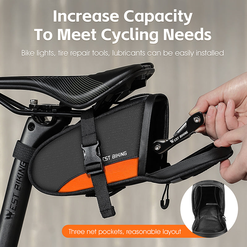 WEST BIKING YP0707363 Outdoor Bicycle Tail Bag 1.2L Waterproof Bicycle Saddle Bag